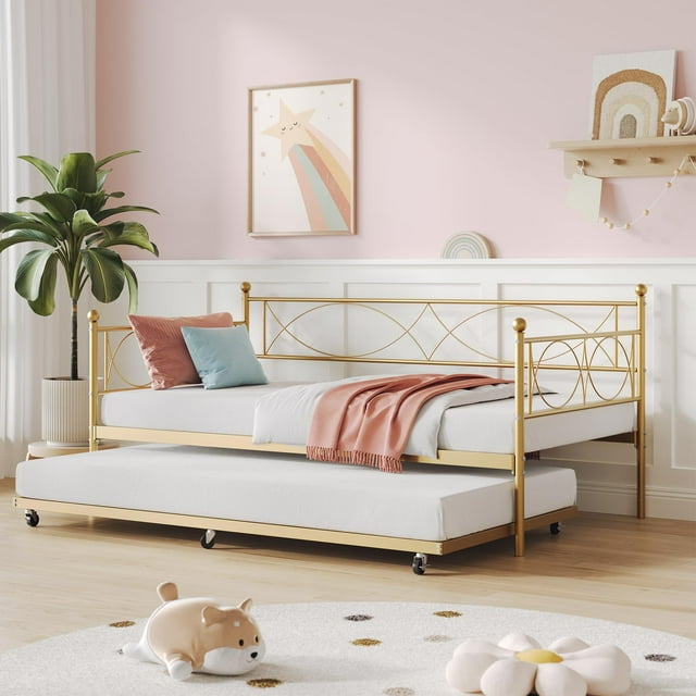 AKDSteel Metal Twin Daybed, Sofa Bed Frame with Steel Slat Support, Multifunctional Day Bed for Living Room