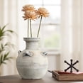 thumbnail image 3 of LuxenHome Rustic Off-White with Gray 12.4-Inch Tall Terracotta Urn Vase, 3 of 10
