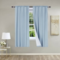 1 Set Solid Foam Backing Lined Room Darkening Blackout Window Curtain Panel Treatment Drape Rod Pocket Matte in Different Sizes 84", LIGHT BLUE R64