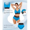 thumbnail image 3 of Conjunto de Bikini Popilush de Cintura Alta con Control de Abdomen Azul Talla L, 3 of 6