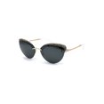 thumbnail image 2 of Womens Glitter Nugget Stud Half Rim Round Cat Eye Sunglasses Gold White Green, 2 of 4