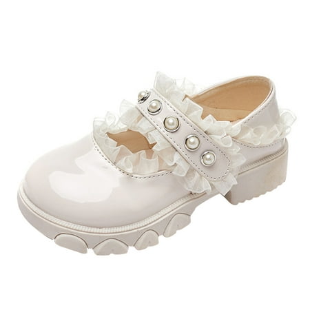 

Girls Small Leather Shoes Single Shoes Princess Shoes Sandals Flower Bow Shoelaces Drill Single Shoes Soft Sole Princess Cool Shoe