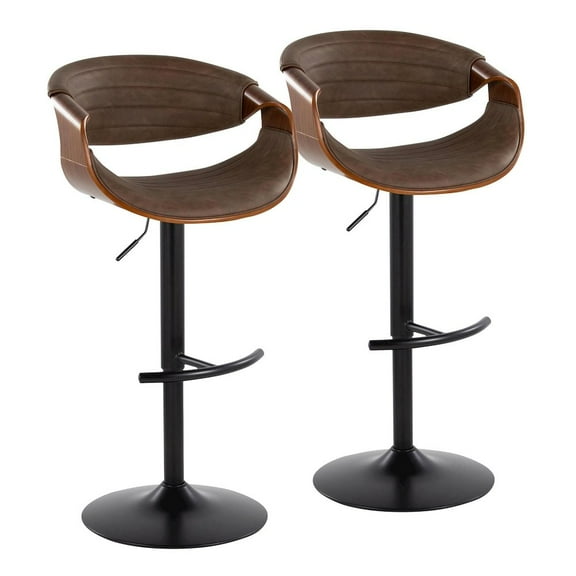 LumiSource Symphony Adjustable Barstool - Set of 2 in Black Metal