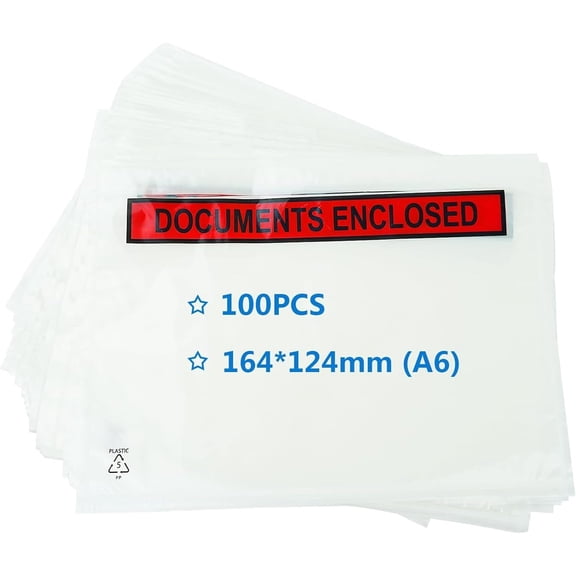 STRBOXONG A6 C6 Document Enclosed Wallets 6.8 x 5.3" Peel and Seal Envelopes for Invoices, Packing Lists or Notes, Self Seal Packaging Packing Shipping Postage Pouches Bags (Pack of 100)