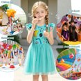 thumbnail image 6 of AmzBarley Girls Dinosaur Unicorn Flutter Sleeve Tulle Dress, Cartoon Print Casual Summer Princess Tutu Dress for Little Girls 2-3T, 6 of 7
