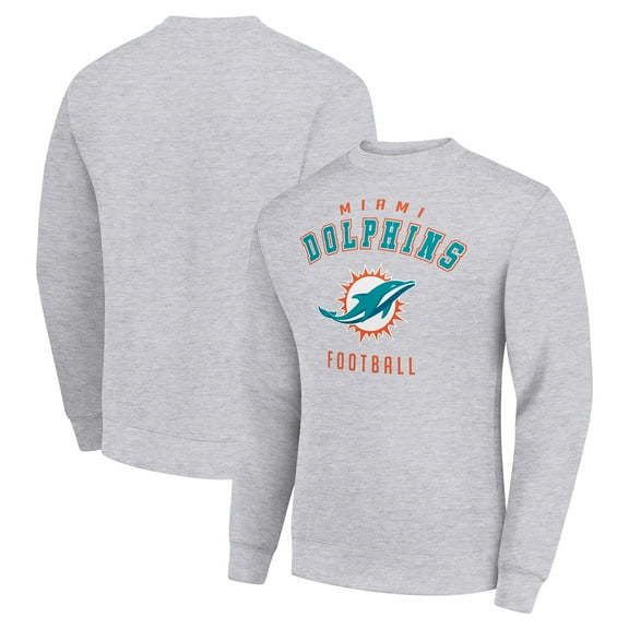 Men's Starter Heather Gray Miami Dolphins Team Logo Pullover Sweatshirt