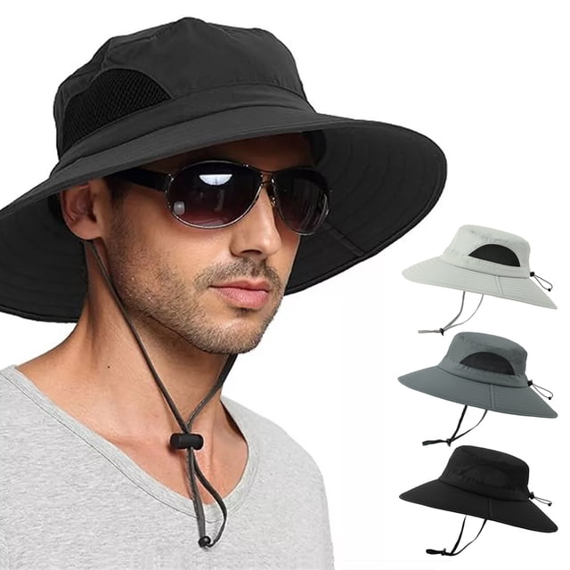 Sombrero de Cubo Impermeable Sun UPF 50+ para Hombre y Mujeres, Boonie con Ala Empacable con Protección UV de IC ICLOVER para Pesca, Senderismo, Gorra Al Aire Libre - Negro