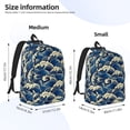 thumbnail image 2 of Disketp Japanese Water Wave Mochila de Lona Estampada, Mochila Escolar de Viaje Ligera para Estudiantes y Portátil-Medium, 2 of 5