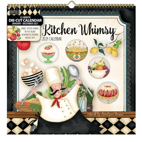 Kitchen Whimsy 2021 12x12 Diecut Spiral Calendar (Other)