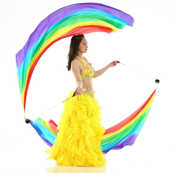 2Pcs Silk Veil with 2Pcs Poi Ball Belly Dance Poi Streamer Throw Ball in Haka Dance and Polynesian Dances