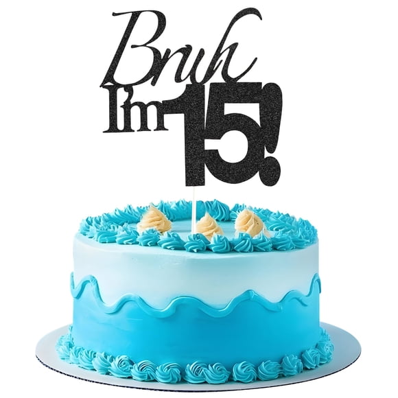 Cake Topper Varpotle Brush I'm 15 Black Glitter para 15 cumpleaños