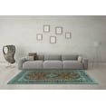 thumbnail image 3 of Ahgly Company Indoor Round Medallion Light Blue Traditional Area Rugs, 4' Round, 3 of 4