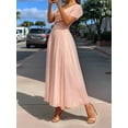 thumbnail image 4 of Elegant V-Neck Chiffon Maxi Dress for Women - Crisscross Tie Detail for Weddings and Parties Pink XXL, 4 of 8