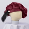 thumbnail image 4 of vlrwzc Medieval Unisex Beret Hat With Feather Renaissance Minstrel Cap, 4 of 7