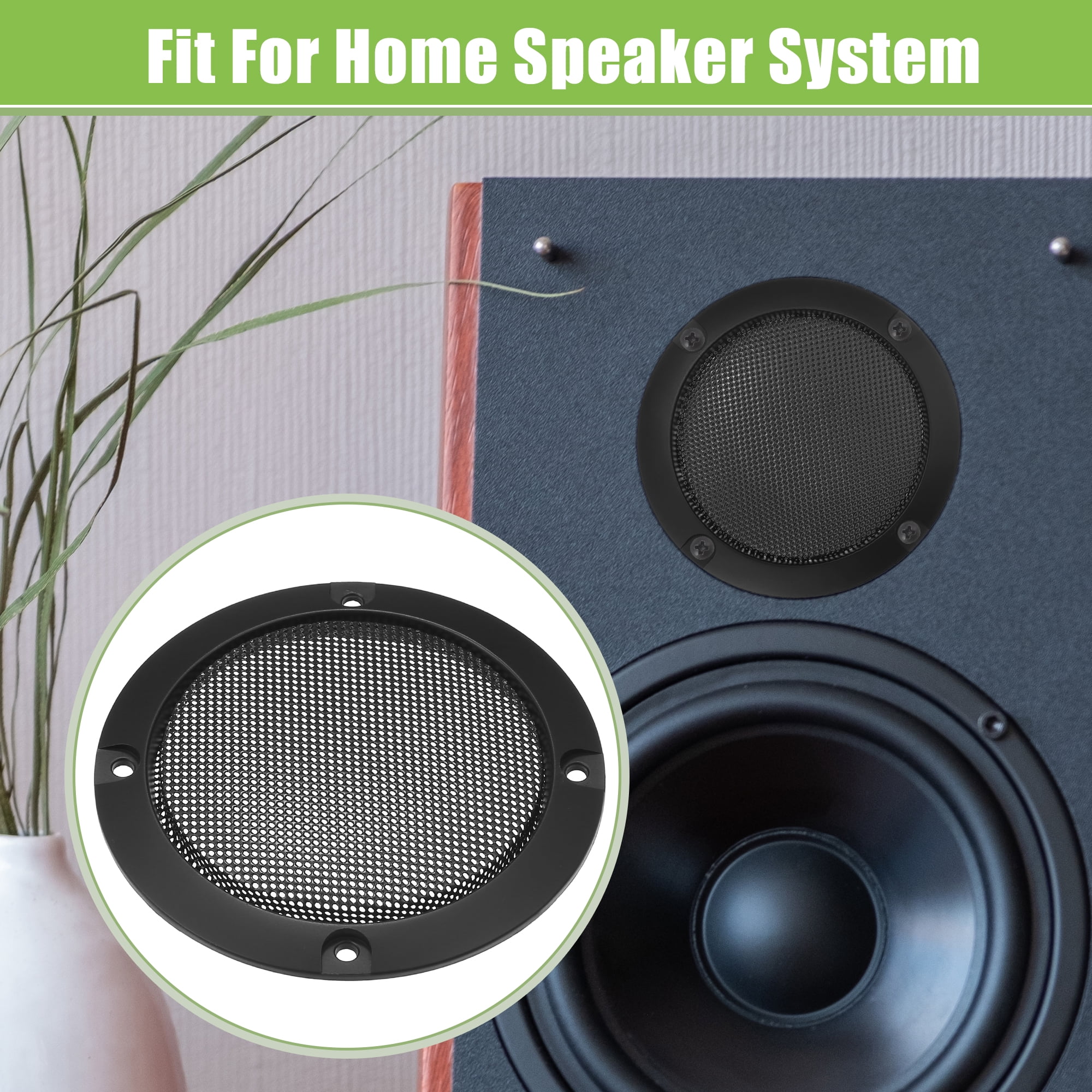 Unique Bargains Car Speaker Grills Cover Guard Protector Case with 16 Screws Black 3"