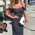 thumbnail image 5 of CEHVOM Women's Summer Fashion SlashNeck Split Fork Point Printing Dress, 5 of 5