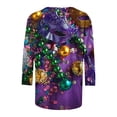 thumbnail image 4 of DDAPJ pyju Mardi Gras Shirt Womens Carnival Tshirts 3/4 Sleeve Crewneck Mask Graphic Tees New Orleans Parade Custume Tops Multicolor M, 4 of 5