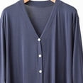 thumbnail image 5 of Blmnix Button Down Nightgown Nightgowns for Women Bamboo Nightgowns Nightshirts Sleep Dress Below-the-Knee 3/4 Sleeve V-Neck Gray Mumu Nightgown for Women, 5 of 9