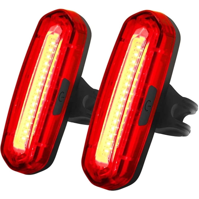 Paquete de 2 luces traseras para bicicleta de 100 lúmenes, potente luz LED roja para bicicleta, 4 modos Rojo Verde