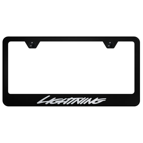 Ford Lightning Laser Etched Logo Stainless Steel License Plate Frame (Black)