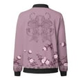 thumbnail image 4 of Women Casual Jackets Floral Print Long Sleeve Zip Up Bomber Jackets Fall Winter Collar Lightweight Loose Outerwear Coat Z001-Pink S, 4 of 5