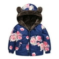 thumbnail image 2 of Lilgiuy Toddler Baby Boys Girls Flower Print Plush Cute Winter Thick Casual Keep Warm Hooded Coat Jacket for Outdoor Activities, 2 of 5