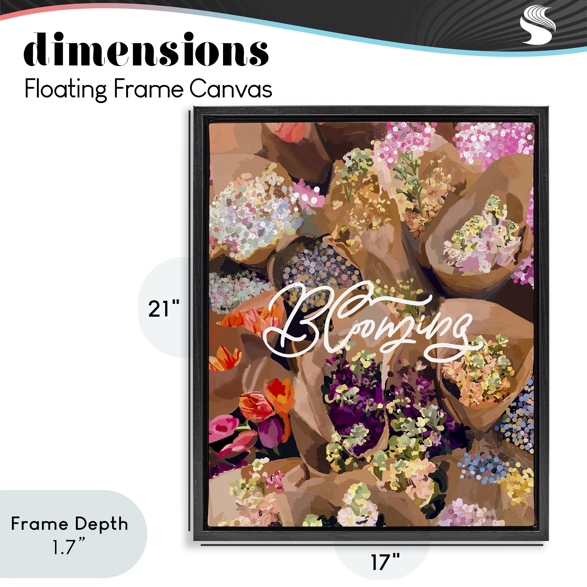 Stupell Industries Blooming Spring Bouquets Black Framed Floater Canvas Wall Art, design by Amelia Noyes