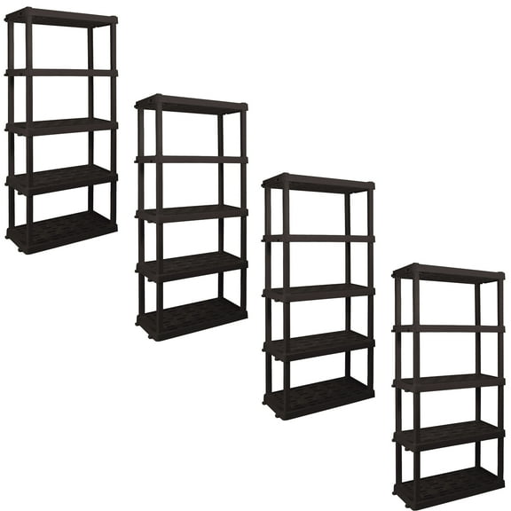 Hyper Tough Garage Shelving Unit Heavy Duty 5-Tier 73.8”H x 36”W x 17.75”D 4-Pack Black 750 lbs Capacity