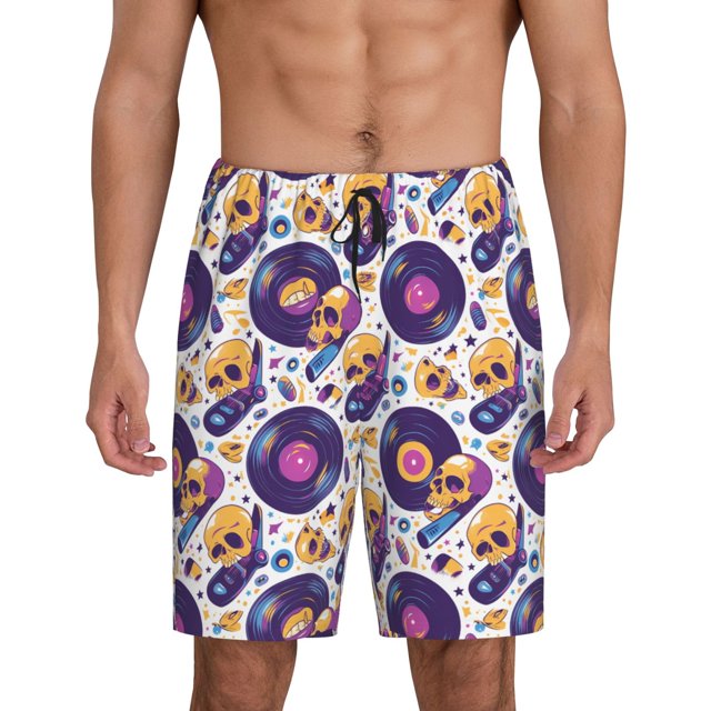 Fotbe record rock Skull star Pantalones Cortos de Pijama para Hombre, Ropa de Dormir, Pantalones de Pijama Cortos para Hombre-XX-Large