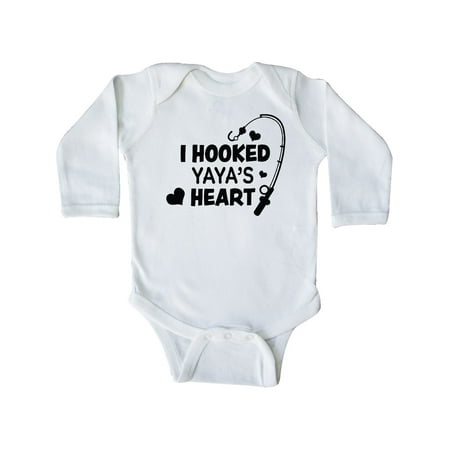 

Inktastic I Hooked Yayas Heart with Fishing Rod Gift Baby Boy or Baby Girl Long Sleeve Bodysuit