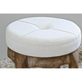 thumbnail image 2 of Rustic Elegance Tufted Fabric with Rustic Fringe Round Stool w/Rustic Wood Legs, 2 of 2