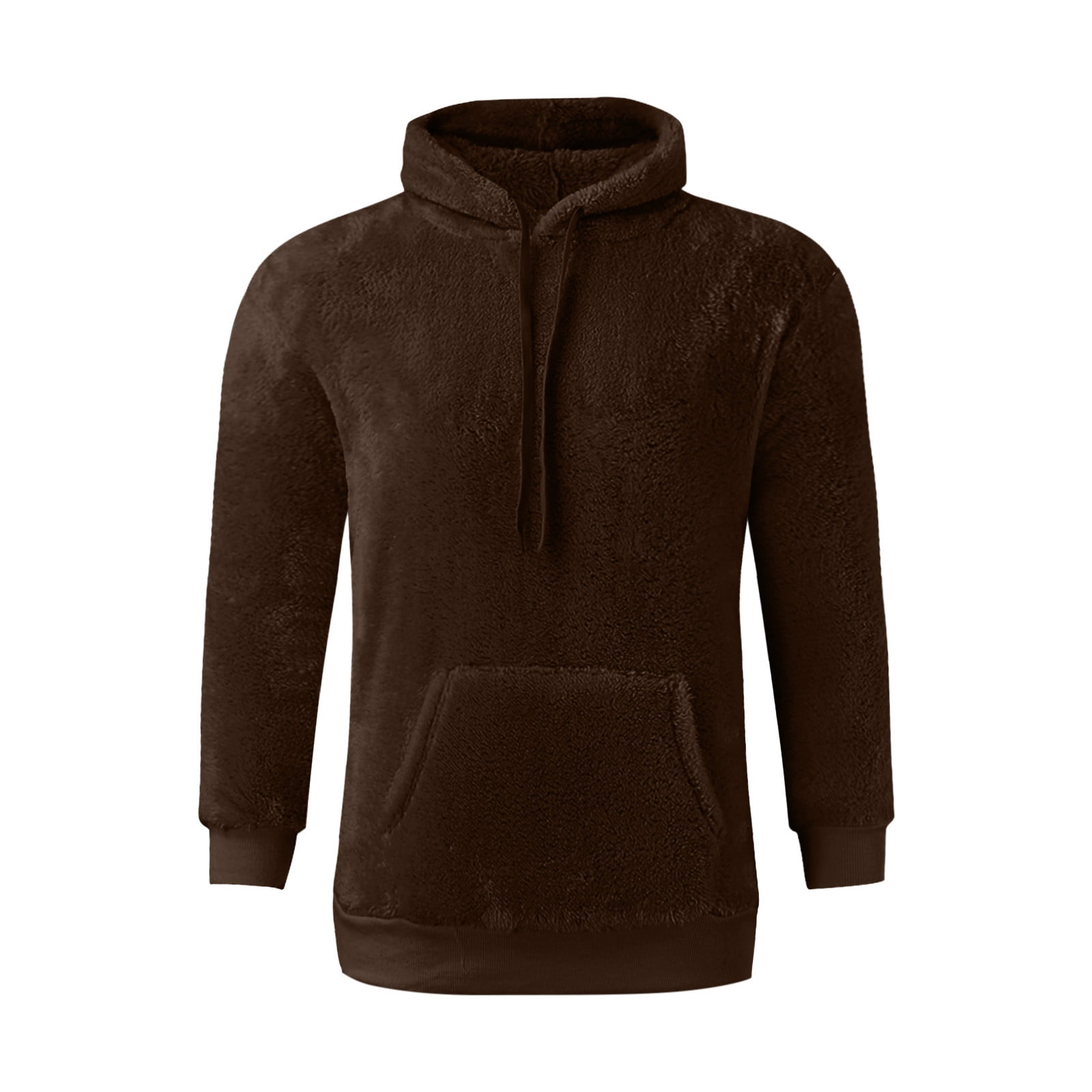 S-5X Mens Big & Tall Hoodies with Front Pocket Plus Size Pullover Fleece Sweatshirts Long Sleeve Solid Color Thermal Warm Sherpa Hooded Tops