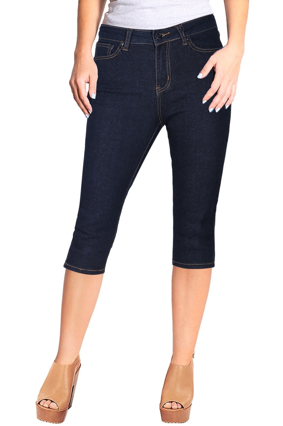 Women's Stretchy Skinny Jeans – 5 Pocket Design, Ankle Length, Dark Denim For Juniors