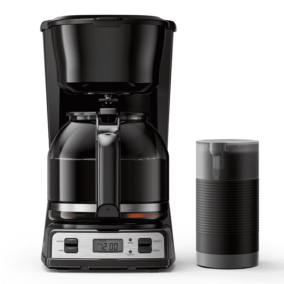 Ecozy Chillio Drip Coffee Machine 12 Cups Programmable Coffee Maker with Electric Coffee Grinder Combos, Pause & Pour Function, Auto Shutoff, Keep Warm, Brezzano DuoSet