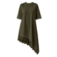 thumbnail image 6 of Karymi Casual Solid T-Shirt Dress, Round Neck Half Sleeve Loose Swing Dress with Asymmetrical Lace Hem, Summer High-Low Flowy Dress Maxi Dresses for Women, 6 of 6