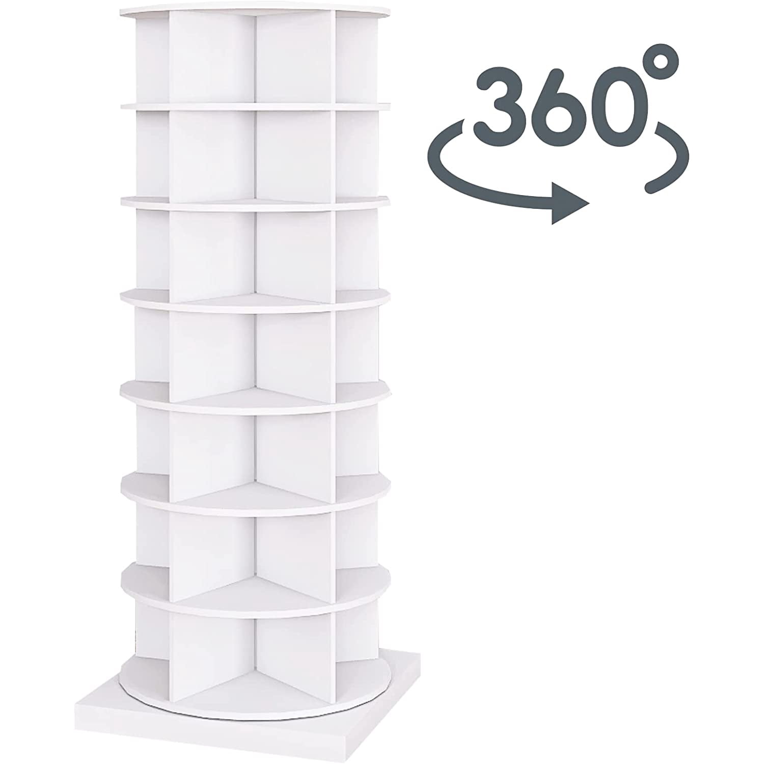 Miniyam 360° Rotating Shoe Rack, 7-Tiers Shoe Rack Organizer for Entryway, White