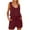 Wine, variant on OGLCCG Women's Summer Casual Shorts Jumpsuit Plain Scoop Neck Loose Fit Button Down Tie Waist Sleeveless Tank Rompers with Pockets