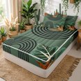 thumbnail image 2 of Erosebridal Green Boho Leaf Zipper Full Size Comforter Sets with Fitted Sheet and 2 Pillowcases for Women Men, Minimalism Arch Line Abstract Zipper Bedding Set, Reversible, 4-Piece, 2 of 7
