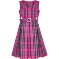 thumbnail image 1 of Girls Dress Pink Tartan Button Back School Pleated Hem 14 Years, 1 of 7