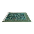 thumbnail image 2 of Ahgly Company Machine Washable Indoor Square Oriental Turquoise Blue Industrial Area Rugs, 5' Square, 2 of 4