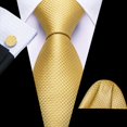thumbnail image 3 of Conjunto de Corbata Barry.Wang de Seda Dorada 150 cm con Gemelos, 3 of 6