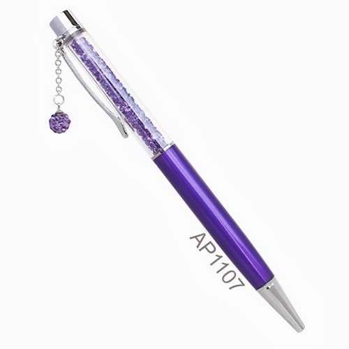 DARK PURPLE Crystal Ballpoint Pen with Dangling charms Filled With