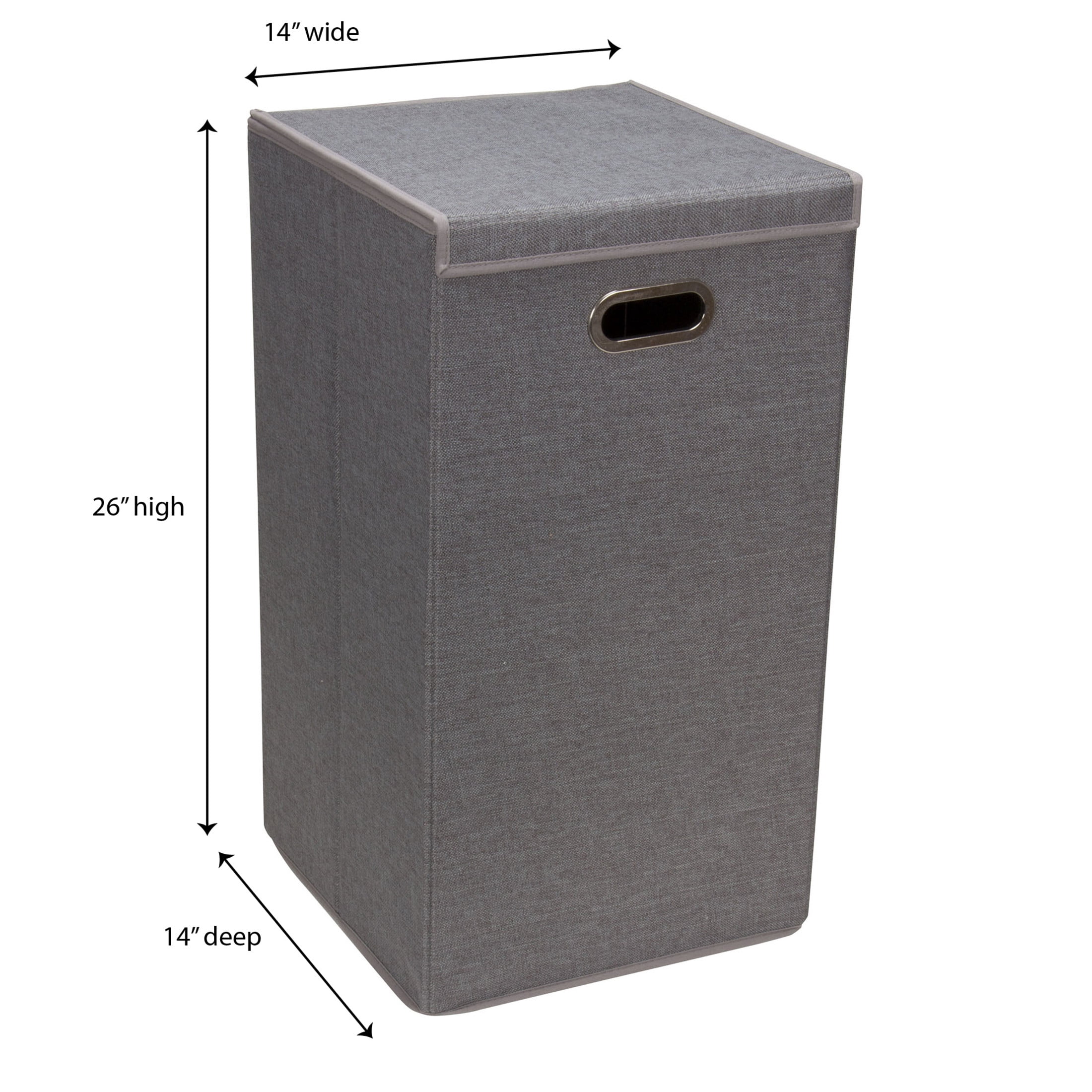 Household Essentials Laundry Hamper with Lid, Sturdy Polyester Sides with Attached Magnetic Lid, Removable Mesh Liner, Attractive Grommet Handles, Easily Transportable and Folds Flat, Gray