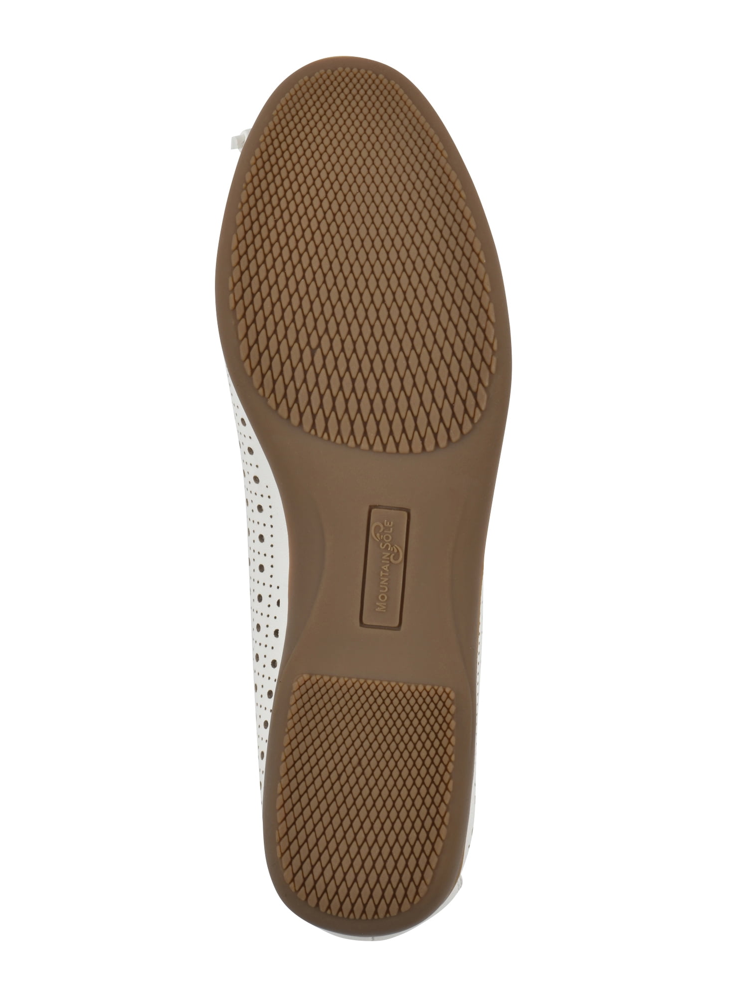Mountain Sole Women's Perforated Ballet Flats with Bow and Comfort Insole, Wide Width Available