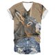 thumbnail image 2 of Fiudx Liquidación de Ofertas Flash Moda Mujer Casual Cuello En V Blusa Sólida Manga Corta Camiseta Verano Tops, 2 of 3