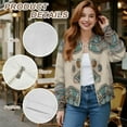 thumbnail image 6 of Xoenoiee Womens Bomber Jacket Cropped Zip Up Varsity Jacket Loose Fit Casual Coat Lightweight Fall Winter Outwear With Pockets, Boho Mandala Paw, 4X-Large, 6 of 7