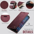 thumbnail image 4 of CaseMe Calf Leather Lining Microfibre Wallet Case for Samsung Galaxy A55 6.5-inch with RFID Blocking,Magnetic Closure,Card Slots,Cash Slot,Kickstand,Shockproof Flip Folio Protective Phone Case,Red, 4 of 10