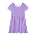 thumbnail image 5 of Gubotare Tween Dress Girls Casual Dresses Summer Crew Neck Double Layer Ruffle Sleeve Cute High Low Swing Knee wear (Purple,Size 13-14 Years), 5 of 8