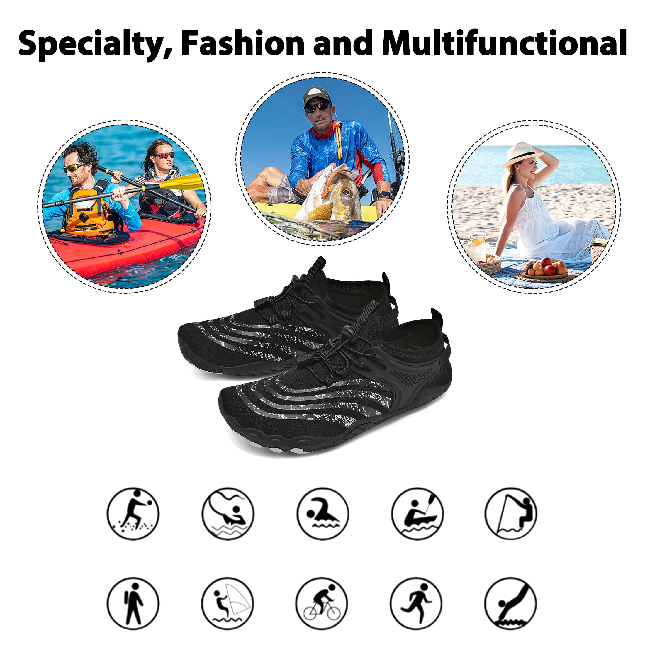 Water Shoes for Women Men Wide Toe Box Quick Dry Barefoot Sport Shoes Lightweight Non Slip Hiking Shoes for Swimming Beach Walking Surfing Yoga