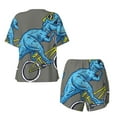 thumbnail image 5 of Picia Fun Riding Dinosaur Pajamas Sets for Women Soft Short-Sleeved Pjs with Lounge Shorts Two Piece Sleepwear-3X-Large, 5 of 9